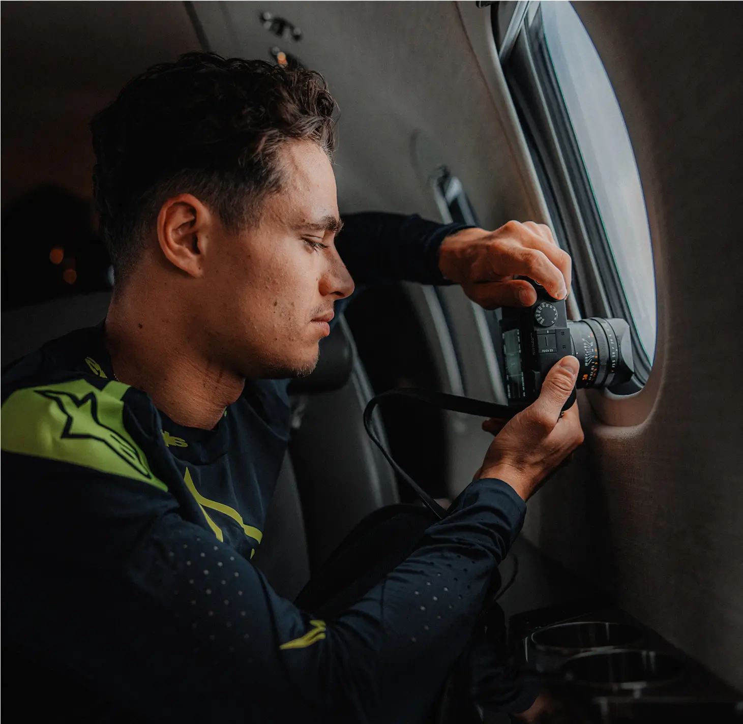 Nexter taking photo out of a plane